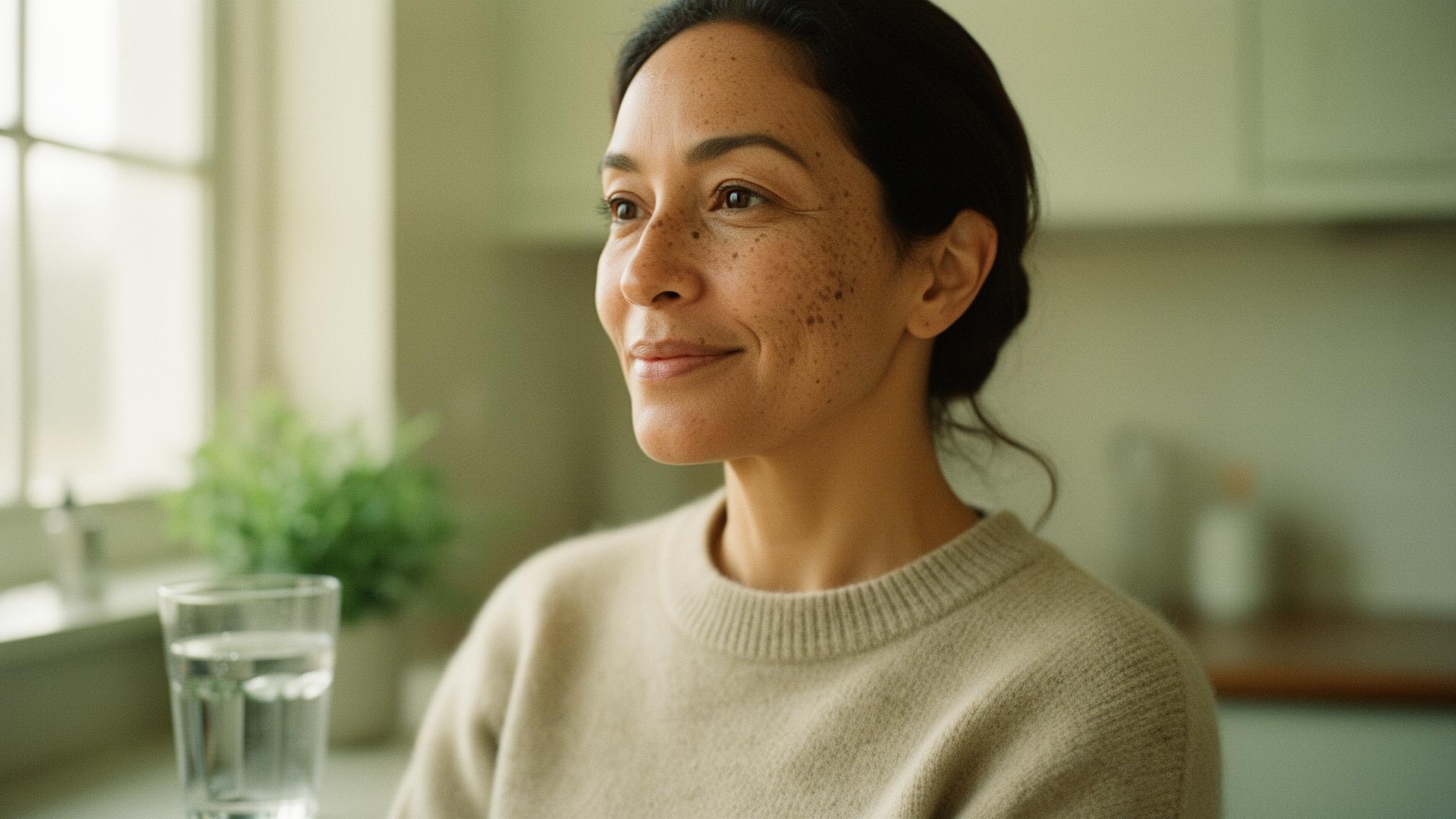 A Digital Wellness member at home, looking ahead with quiet confidence